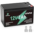 HWE Energy 12V 7Ah Battery, 4000+ Deep Cycles Rechargeable LiFePO4 with Smart 15A BMS, Lithium Battery Replacement for Fish Finder, Alarm System, 6FM7, Lighting, UPS Backup, Scooter, Ride on Toys