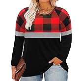 TIYOMI Plus Size Tops for Women Raglan Long Sleeve V Neck T Shirts Casual Color Block Leopard/Floral Tops Winter Tee Shirt