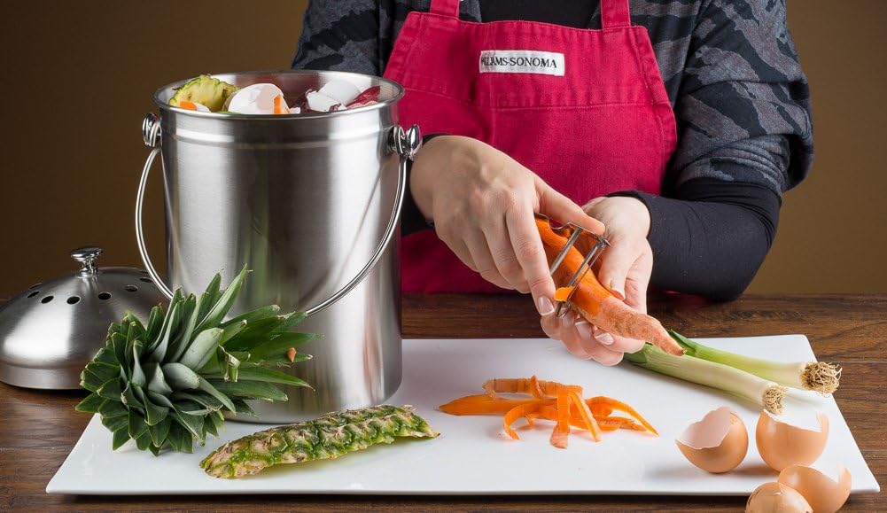 EPICA Stainless Steel Compost Bin 1.3 Gallon-Includes Charcoal Filter: Home & Kitchen