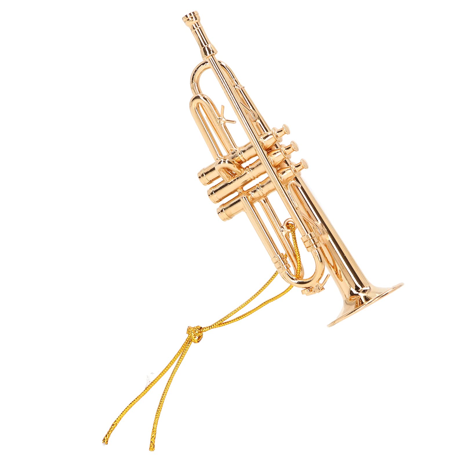 Trumpet Model Decoration, Gold Brass Miniature Trumpet Model Ornament, for Bookcases, Desks, Side Tables and Music Room Decoration