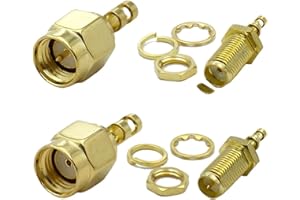 2/6pcs SMA Male Female RF Connector RP SMA Nut Bulkhead Double Sash Casement Window Connector Straight Cable 50 Ohm(RP-SMA Fe