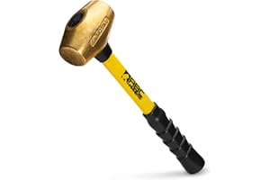 ABC HAMMERS Brass Sledge Hammer - 6 lb. USA Made Non-Sparking Hammer with 16" Fiberglass Handle & Double Faced Head - ABC6BFB
