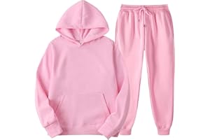 tuduoms Women's Track Suits 2 Piece Casual Solid Jogger Sports Pockets Sweatsuit Lounge Long Sleeve Hoodies and Sweatpant Set