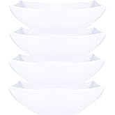 PLASTICPRO Disposable 128 ounce Square Serving Bowls, Party Snack or Salad Bowl, Extra Large Plastic Elegant White Pack of 4