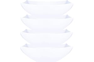 PLASTICPRO Disposable 128 ounce Square Serving Bowls, Party Snack or Salad Bowl, Extra Large Plastic Elegant White Pack of 4