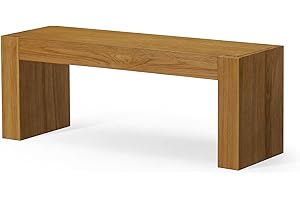 Maven Lane Zeno Contemporary Wooden Backless Bench Seating for Modern Dining, Kitchen Table, Entryway, Foyer, or Lobby in Weathered Natural Finish