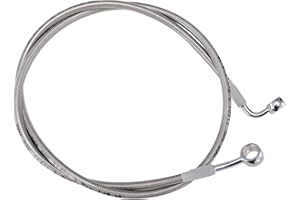 MoKitDora Dyna Softail 14" Handlebar Front Brake Lines Oil Hose Stainless Steel Braided for Harley 2007-2017 Super Wide Glide FXDL 2000-2015 FXST Custom Deuce without ABS, Chrome