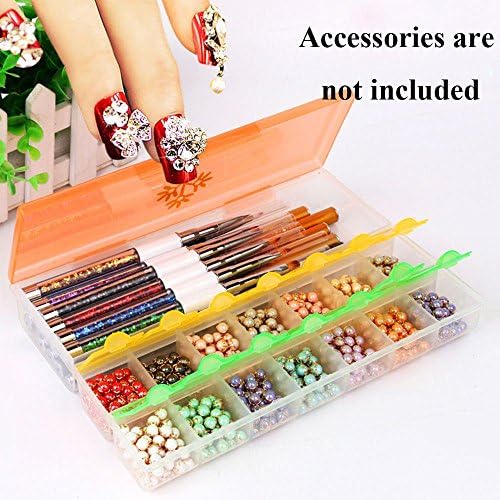 hermosotodo 15 Grids Plastic Brush Beads Display Case Empty Pens Rhinestones Container Nail Art Storage Box