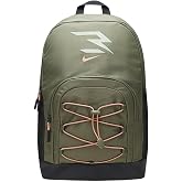 Nike 3BRAND by Russell Wilson Kids Blitz Bungee Backpack, Medium Olive | Padded 17-inch laptop sleeve and 2 mesh bottle pockets. Bookbag for boys, girls, sports, gym, and travel.