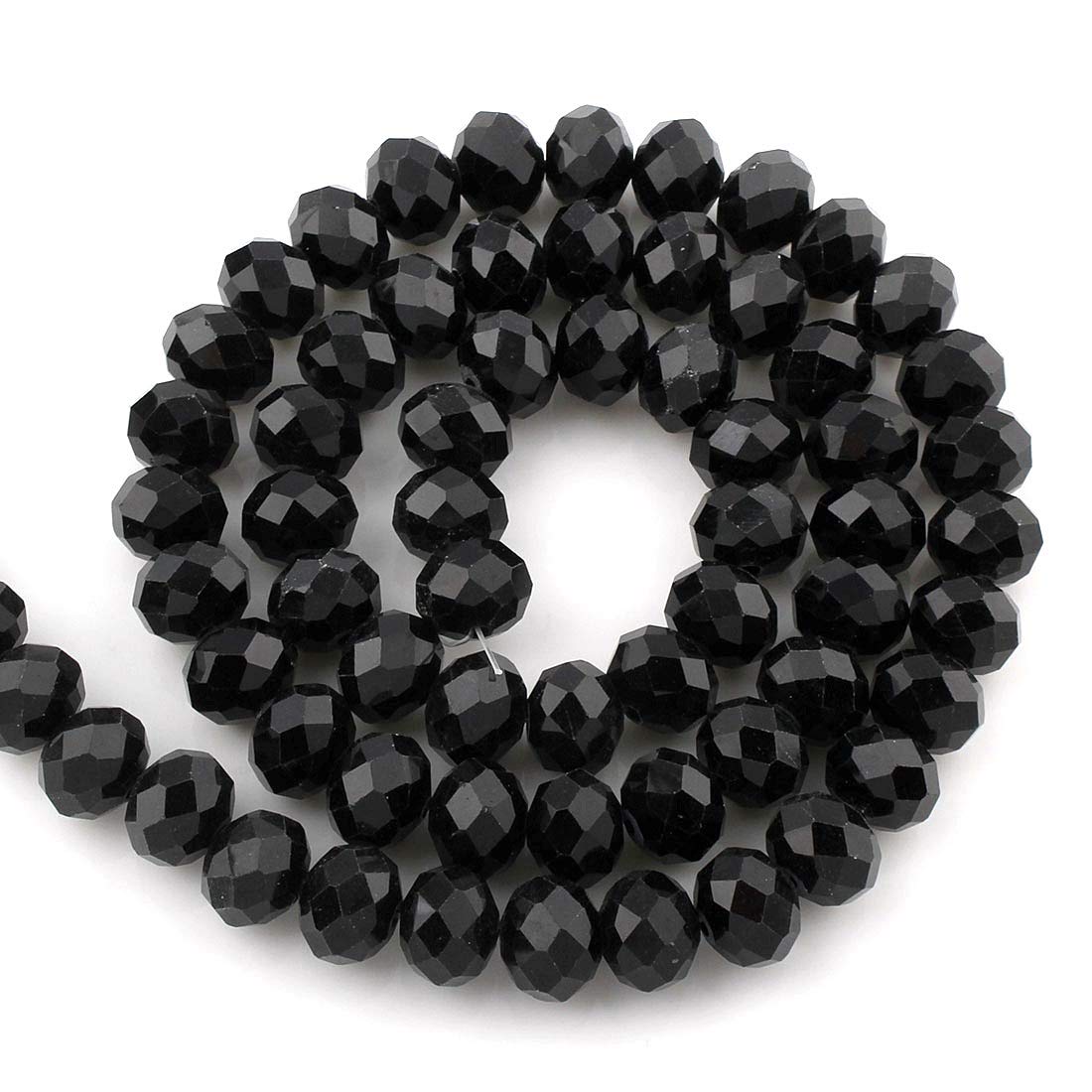 Czech Crystal Glass Beads, CZ Bohemian Faceted Rondelle Glass Beads, 4/6/8/10 mm, Choice of Colours (Black, 6x4 mm)