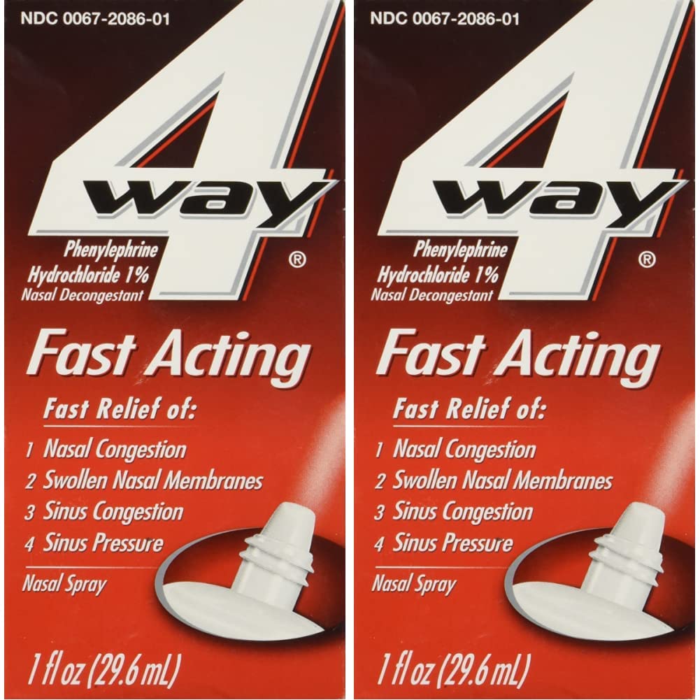 4-Way Fast Acting Nasal Spray, 1 Fl Oz (Pack of 2)