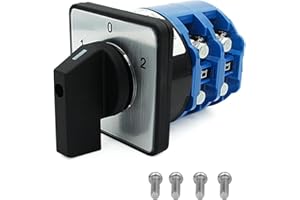 KEYMOO 125A Rotary Changeover Switch, 660V 3 Position 2 Phase 8 Terminals, 2-Way 2NO 2NC Universal Selector Switch with Yellow Fork Terminals 125/D202.2 (125A 8 Terminals)