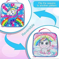 gxtvo 3PCS Unicorn Backpack for Girls, 16" Sequin