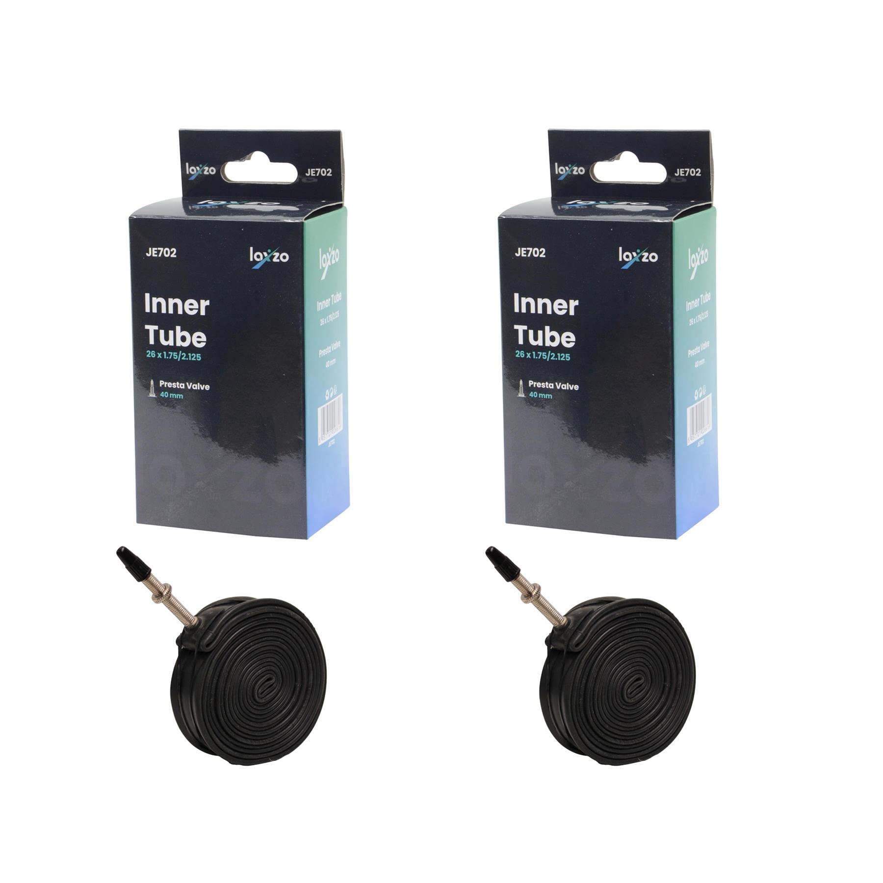 Laxzo ® Bike Tyre Inner Tube 26" x 1.75/2.125 With Presta Valve, 26 Inch Bicycle Inner Tube Presta Valve 40mm Pack of 2, MTB Mountain Bike Road Racing & Hybrid Bike Tyre Tube