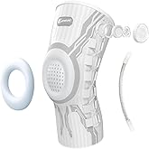 Kuangmi Knob Knee Brace for Pain Relief, Knee Support with Patella Gel Pad & Side Stabilizers, Compression Knee Sleeve for Workout, Arthritis, Joint Pain, Meniscus Tear (White,Left,Large,Single)