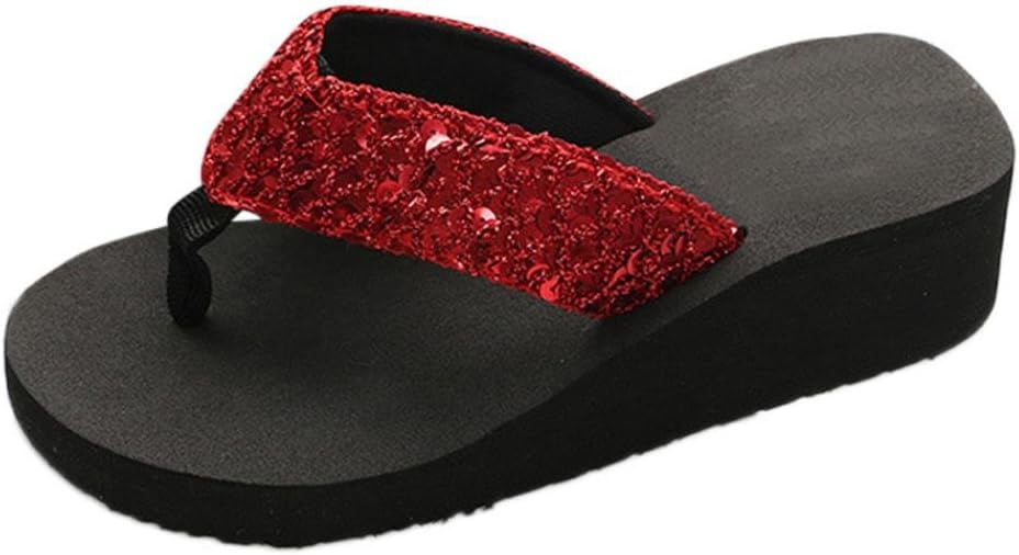 Women's Summer Sequins Anti-Slip Sandals Slipper Indoor & Outdoor Flip-Flops