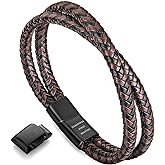 murtoo Mens Bracelet Leather Braided, Brown and Black Leather Bracelet for Men