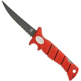 BUBBA 5 Inch Lucky Lew Folding Compact Fillet Knife with Non-Slip Grip Handle, Stainless Steel Blade, Lanyard Hole and Synthetic Carry Case for Gutting, Fishing and Hunting