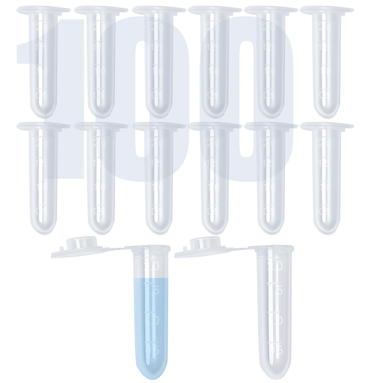 100Pcs 2ml Centrifuge Tubes with Snap Cap, Small