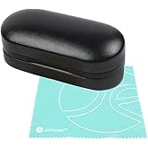 JAVOedge [2 in 1 Dual Hard Medium Sized Eyeglass Travel Case for 2 Frames Prescription and Sunglasses, Microfiber Cloth