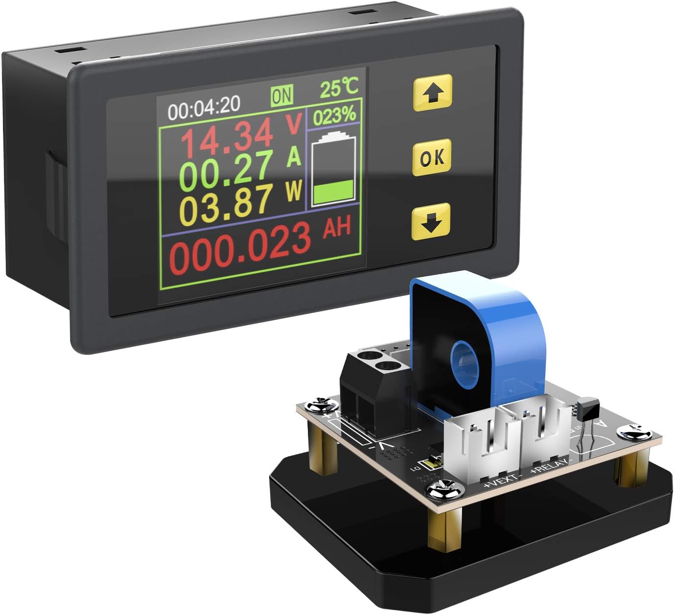 DC Power Monitor, DROK 0120V 20A Digital Multimeter Panel