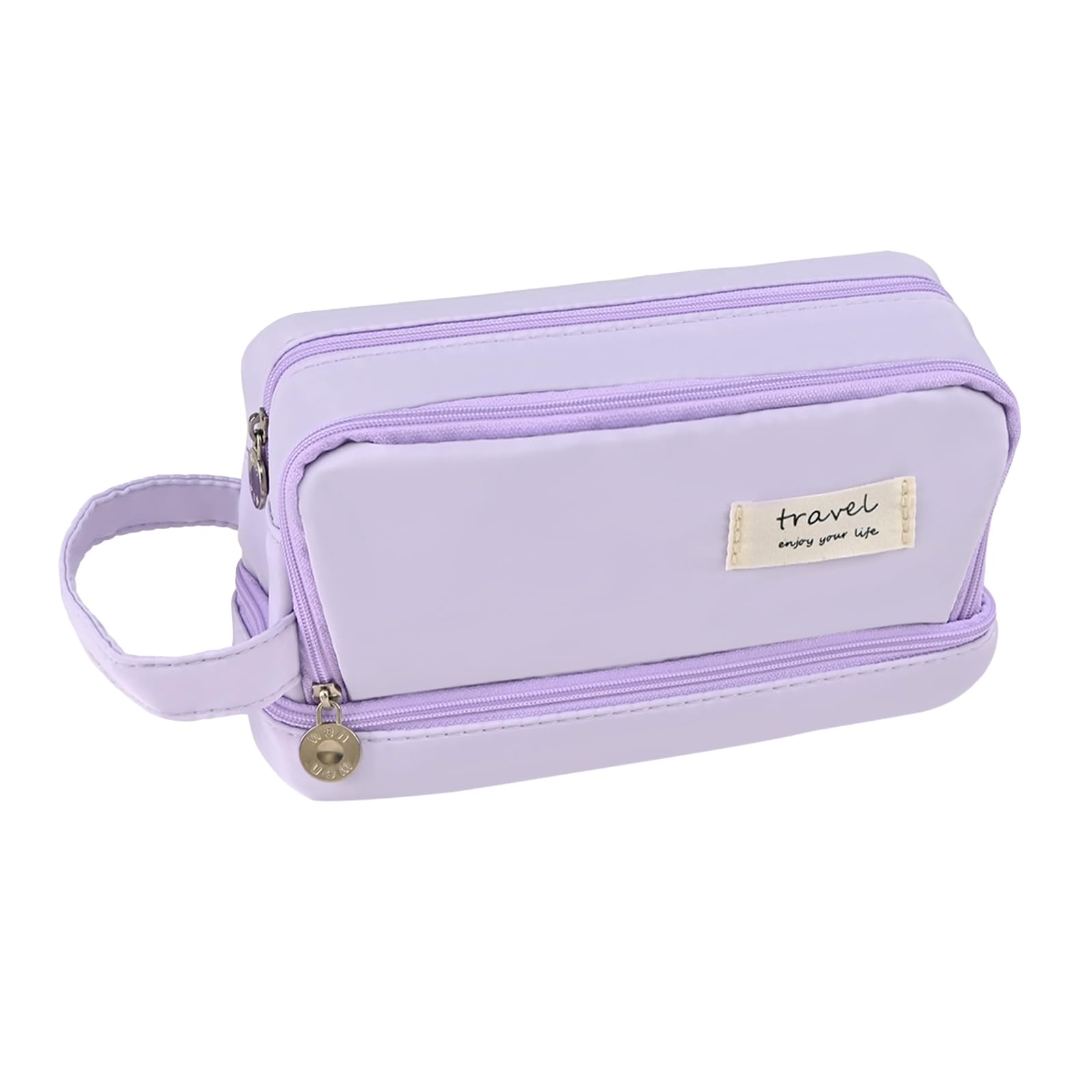BAYTORY Large Capacity Pencil Case, Aesthetic Pencil Pouch for Girls Boys with 3 Compartments Pen Bag Stationery Organizer Office Makeup Bag for Adult Women Men (Purple) — image 1
