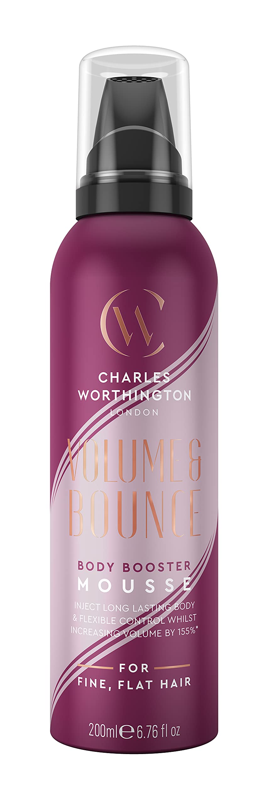 Charles Worthington Volume & Bounce Body Booster Mousse - Lightweight Hair Volume Product for Fine Hair, 200 ml