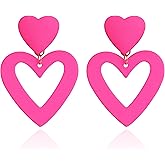 CWVHQ Double Heart Earrings Love Heart Dangle Earrings Cute Heart Drop Earrings for Women Valentine'S Day