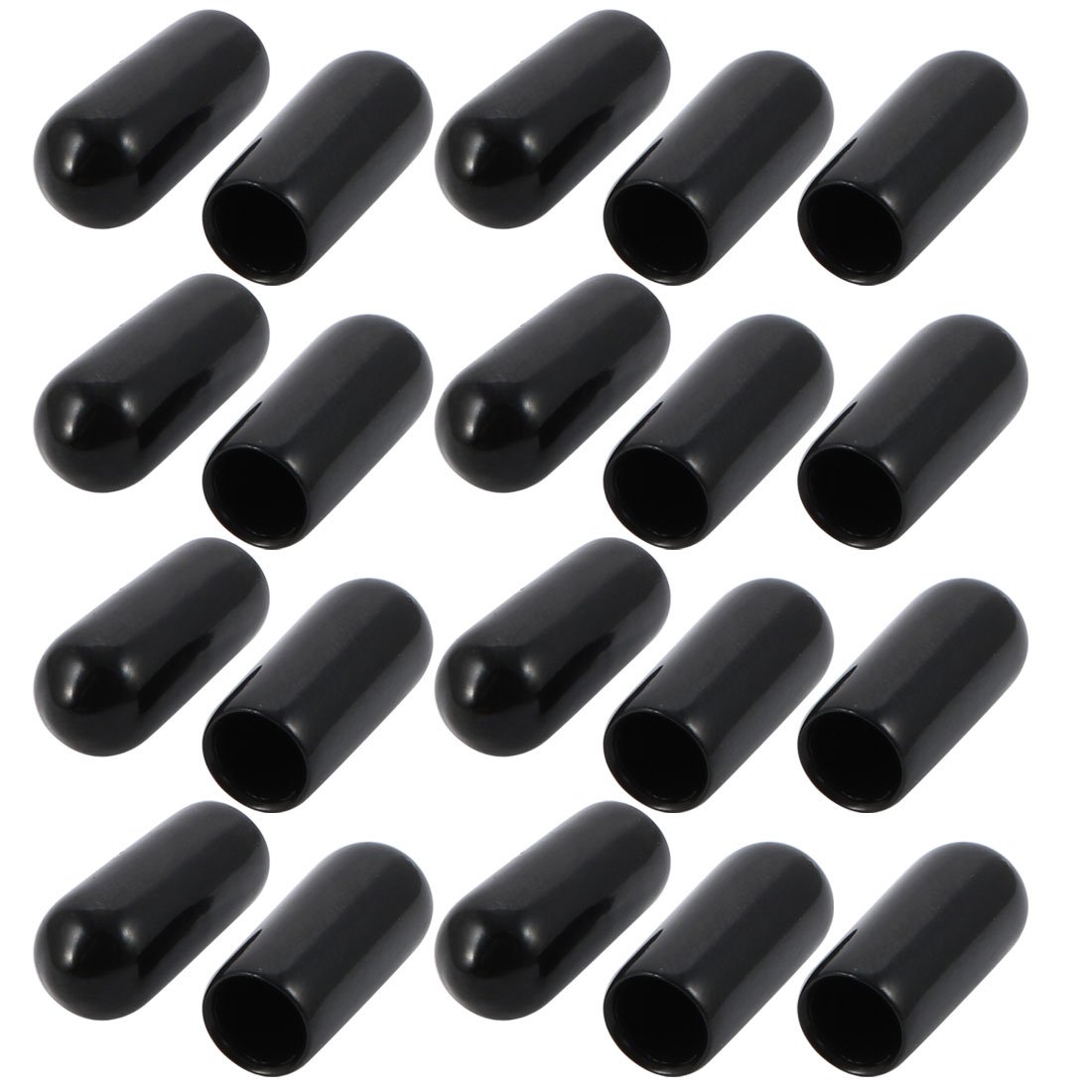 sourcingmap 20Pcs 5mm Inner Dia PVC Flexible Vinyl End Cap Screw Thread Protector Cover Black