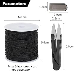 1mm Black Nylon Cord for Bracelets, QBJAYTY 100