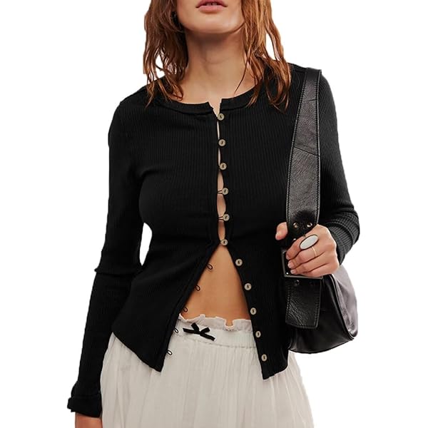 Amazon.com: Naileksi Women Y2K Button Down Knit Crop