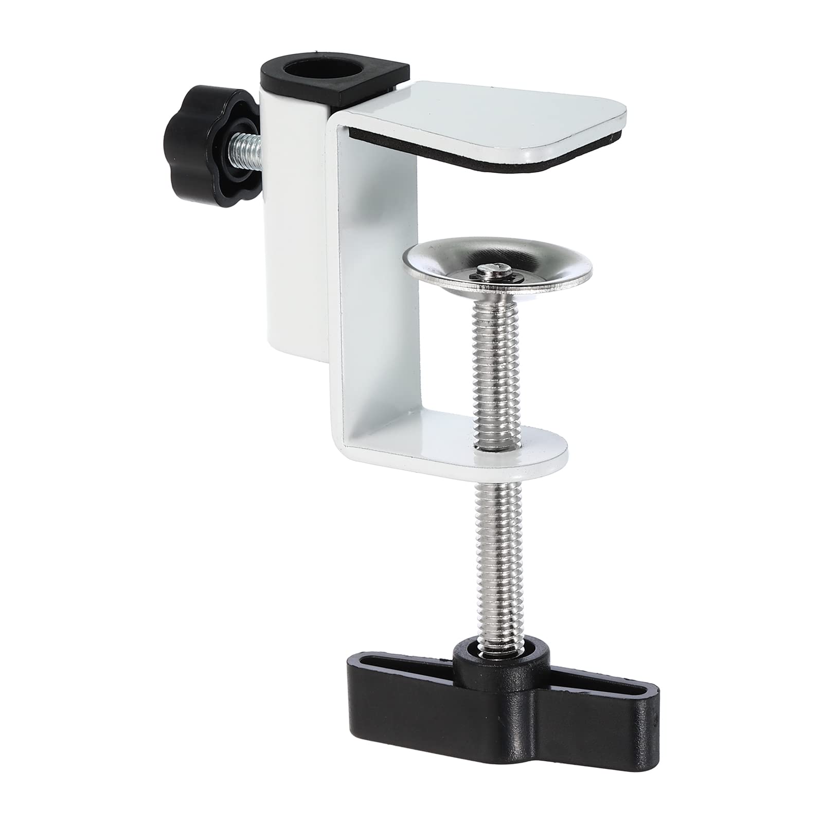 PATIKIL 0.49" Hole Dia. Desk Clamp, Universal C-Clamp Base with Adjustable Screw for Microphone Mic Arm Table Lamp Mount Holder, White