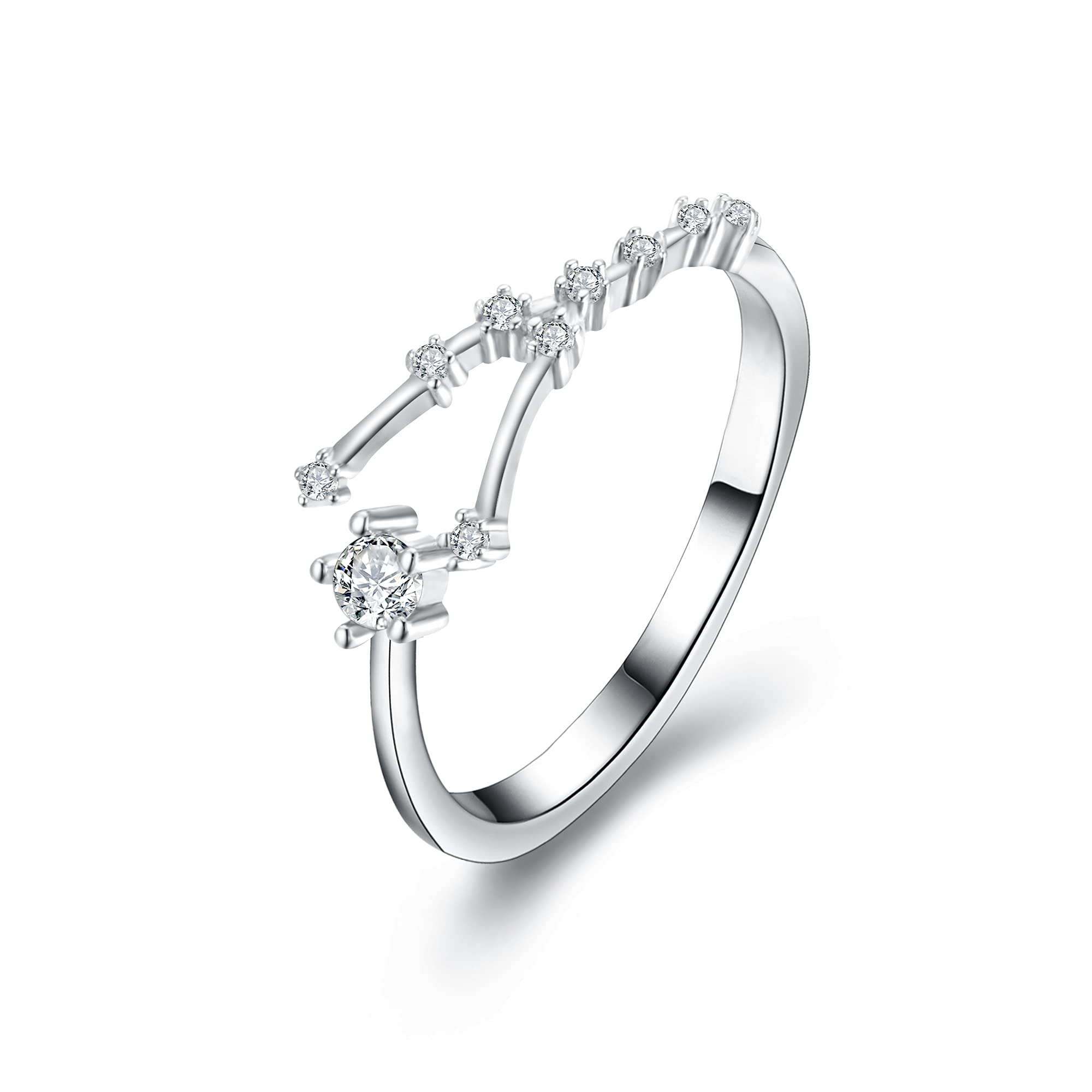 Clearine 12 Constellation Zodiac Cubic Zirconia Adjustable Ring for Women -Taurus Horoscope Stars Astrology