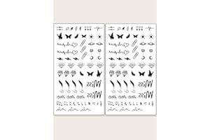 2PCS Black Minimalist Line Lightning Planet Diamond Festival Party Favors Temporary Tattoos Shoulder Neck Finger Back Arm Bod