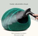 MEOWFIA Cat Cave Premium Felt Bed Merino Wool Emerald Medium view 4