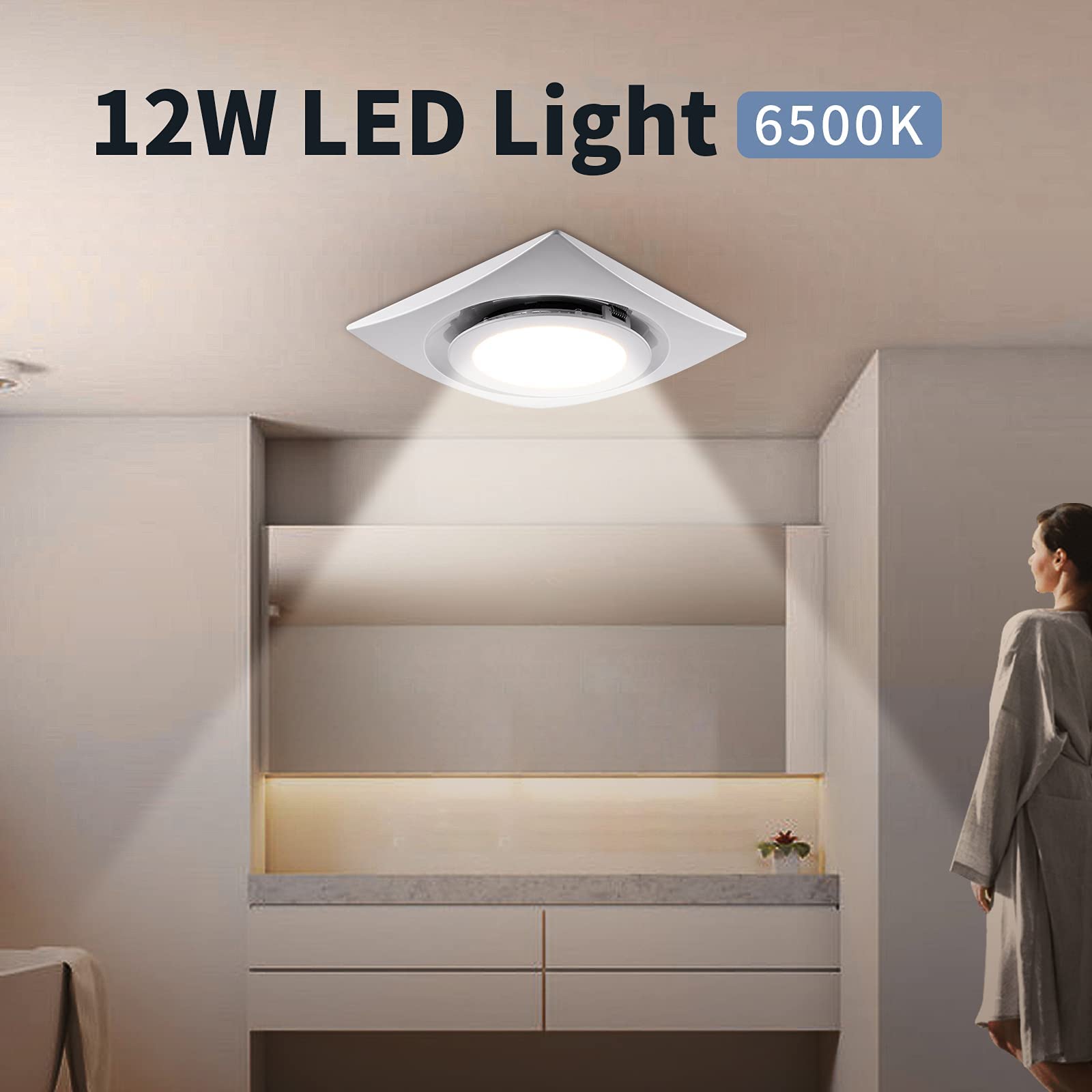 Mua Zeyzer Bathroom Exhaust Fan with Light LED Square Quiet Ceiling ...