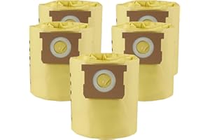 WHI-GN 5 Pack 91964 Shop Vac Bags 4 Gallon Type D High Efficiency Vacuum Filter Bags, compatible with Shop-Vac 4 Gallon AllAround Plus Wet/Dry Vacs, part # 9196400 9196433