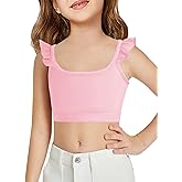 Haloumoning Girls Training Bra Kids Cute Ruffle Sports Bra Workout Yoga Bra Comfort Dance Crop Top