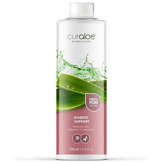 Pure Aloe Vera Juice Plus Diabetic Support by Curaloe Enhanced with