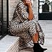 Women’s Middle Sleeve O-Neck Long Dress,Ladies High Waist Leopard Print Ruffle Hem Casual Loose Beach Dressesthumb 3