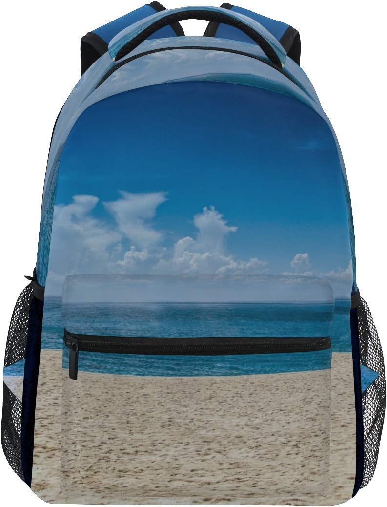 Backpack Fashion Laptop Daypack Blue Ocean Sea Beach Horizon View