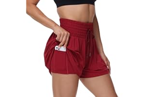 Blaosn Flowy Athletic Shorts for Women Gym Workout Running Short Pants High Waist Skort with Pocket Casual Summer Clothes