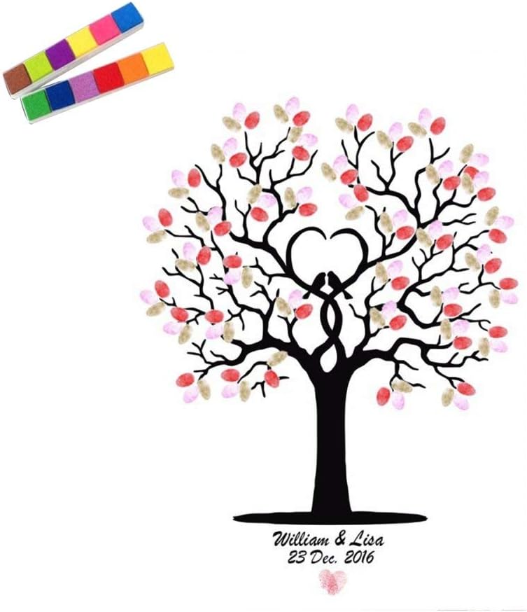 Dynamicscourses Com Avec 2 Tampon D Encre A 30 40cm Pour Signatures Et Empreintes Digitales De Pouces Pour Fete De Mariage Et Bricolage Par Lianle Livre D Or Avec Motif D Arbre Big Tree Livres D Or Cuisine Et
