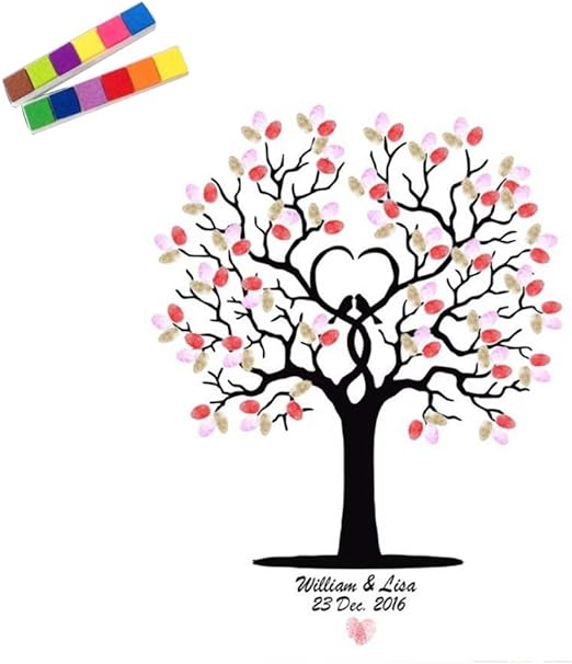 Vektenxi Lienzo Para Pintar Con Huellas Dactilares Diseno De Arbol De Huellas Dactilares Para Decoracion De Invitados Bodas Fiestas Trabajos Significativos Amazon Es Amazon Es