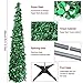 Aytai 5ft Collapsible Christmas Tree, Green Tinsel Coastal Christmas Tree Pop up Christmas Pencil Tree for Holiday Party Winter Xmas Decorations
