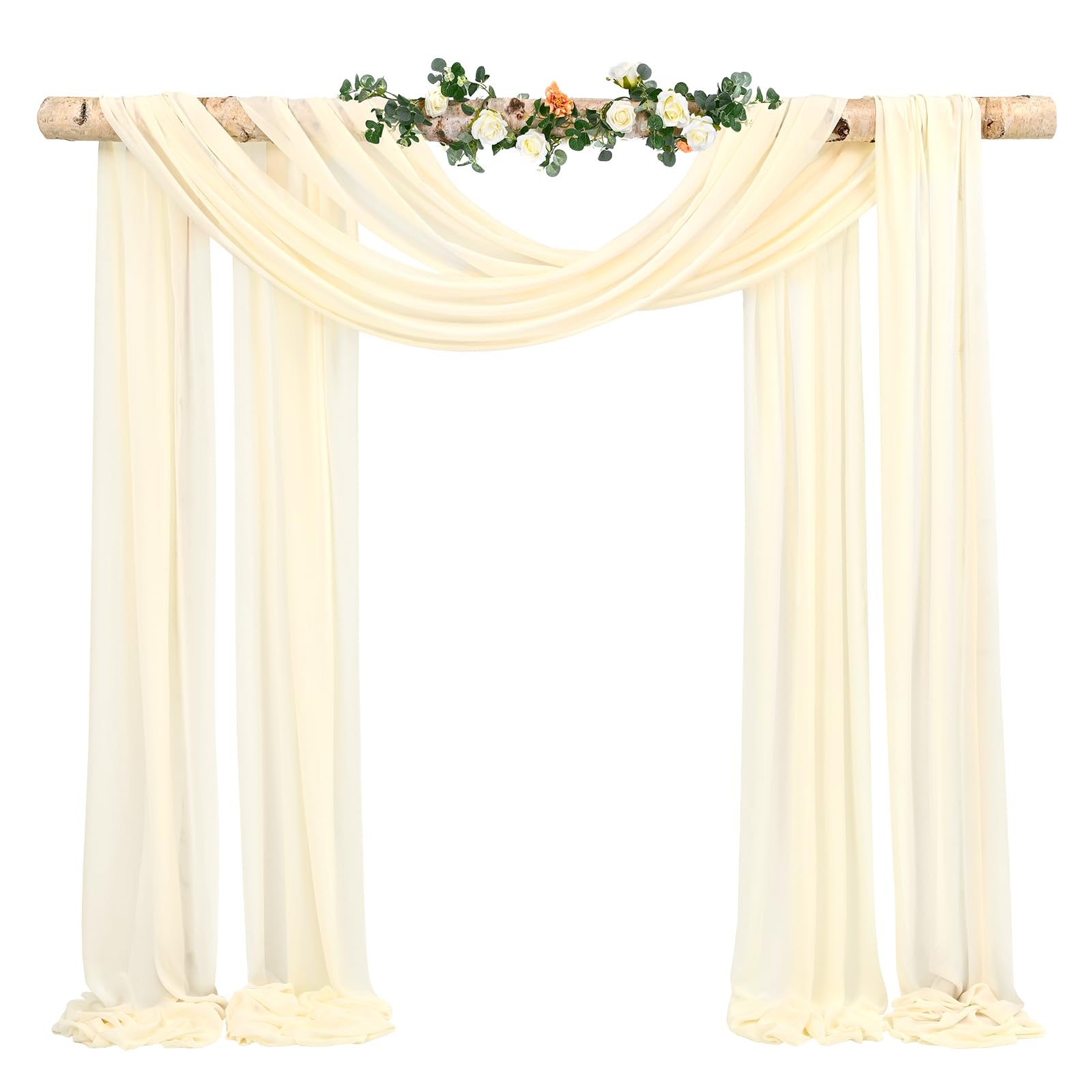 Showgeous Wedding Arch Draping Fabric 1 Panel 28" x20Ft Beige Chiffon Fabric Drapery Wedding Arch Drapes Chiffon Sheer Backdrop Curtains for Arbor Wedding Archway Ceremony Ceiling Decorations — image 1