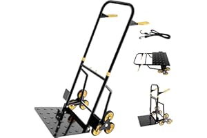 Lomive Heavy-Duty Stair Climber Cart 440 lbs Capacity, Versatile Stair Climbing Hand Truck w/Adjustable Telescoping Handle, Dolly for Stairs w/ 6-Inch Tri-Wheel Design for Moving,Logistics(Yellow)