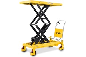 Xilin Hydraulic Lift Table Cart, Manual Double Scissor Lift Table 1760lbs Capacity 59" Lifting Height Hydraulic Scissor Cart for Material Handling and Transportation