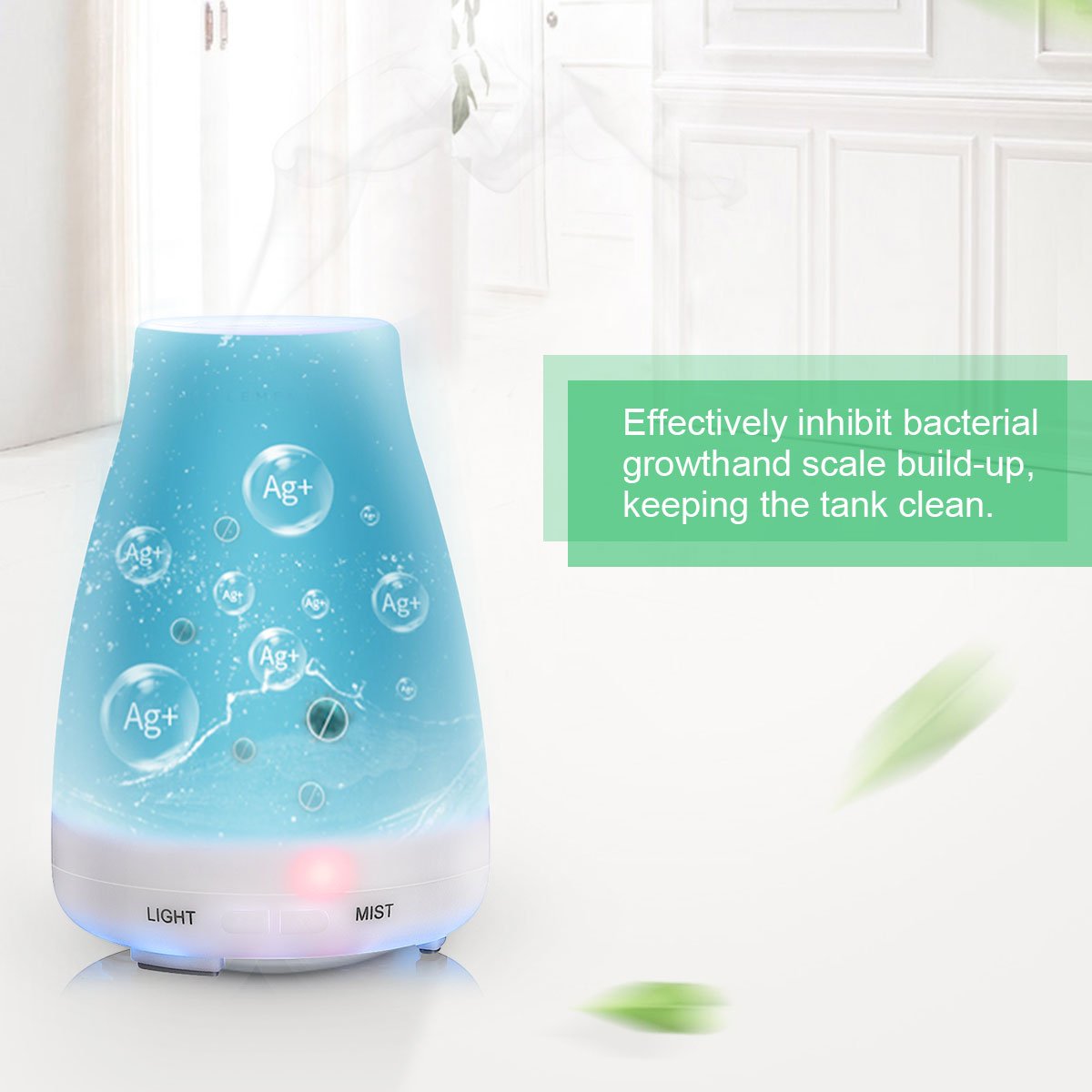 MFEEL Ultrasonic Humidifier 100ML Aromatherapy Oil Diffuser Cool Mist with 7 Color LED Lights Mode Adjustment Waterless Auto Shut-Off