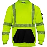 Hi Vis Hoodie for Men ANSI Class 3 Reflective Jacket High Visibility Safety Sweatshirt